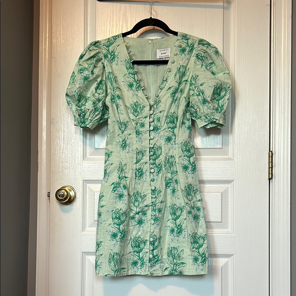 NWOT Sabo green floral cotton dress sz XS